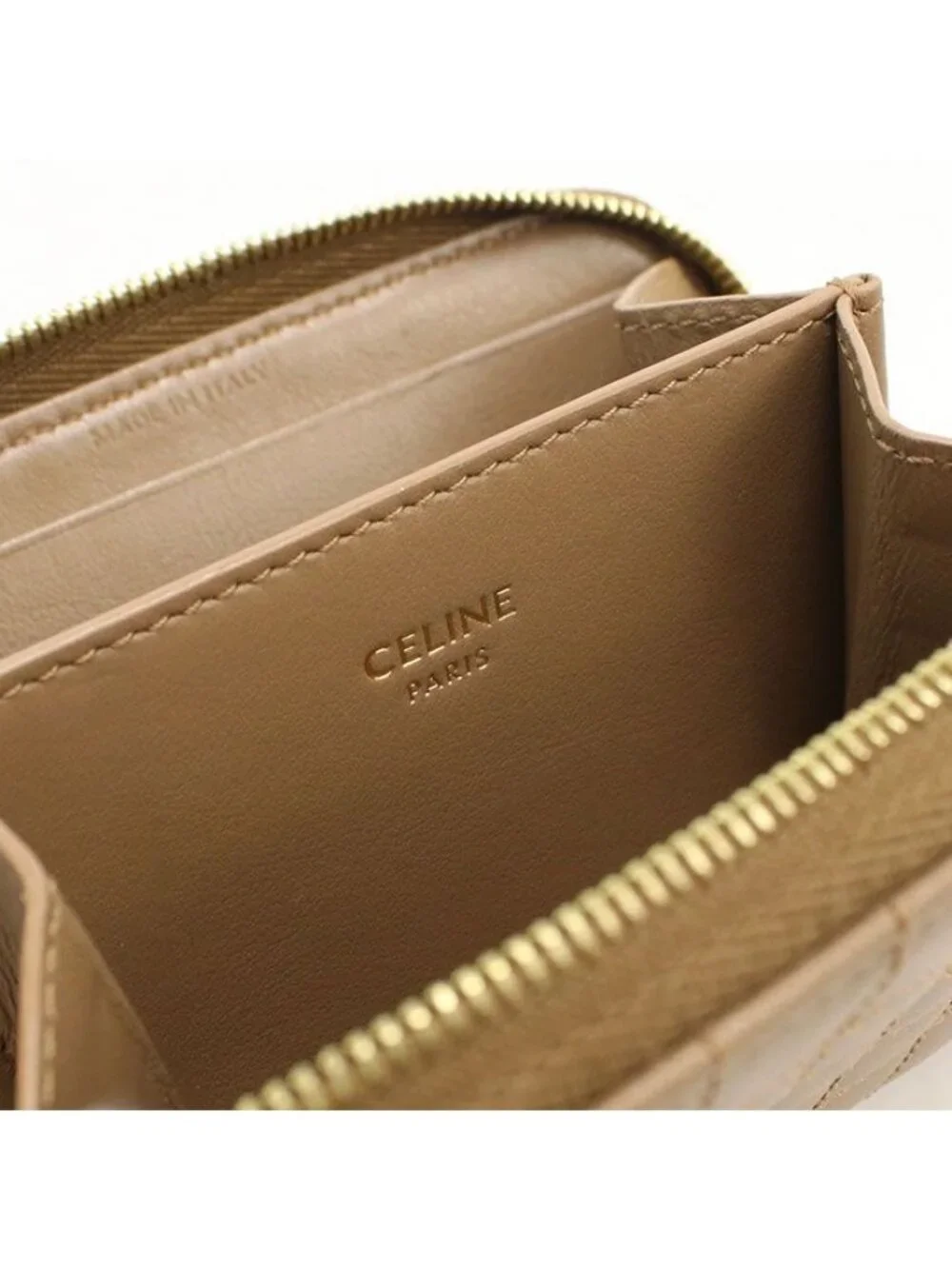 Celine Compact Zip Wallet C Charm Coin Purse Calf